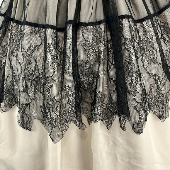 Rina Scimento Italian-Made Beige Mini Dress w/ Black Mesh Overlay - Picture 5 of 11